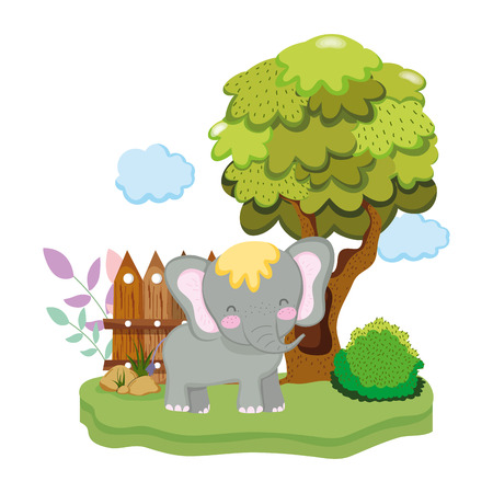 cute and little elephant character vector illustration designのイラスト素材