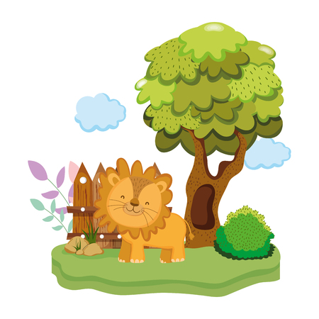 cute and little lion character vector illustration designのイラスト素材