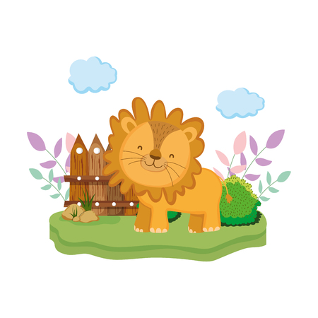 cute and little lion character vector illustration designのイラスト素材