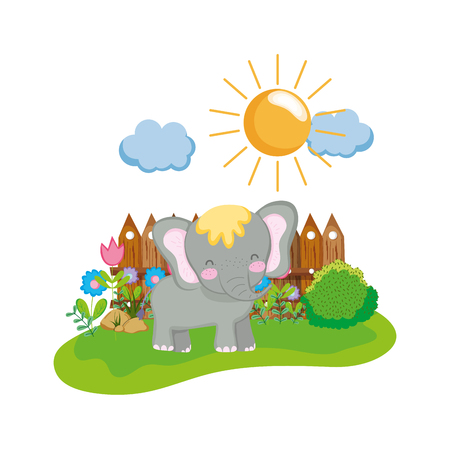 cute and little elephant character vector illustration designのイラスト素材