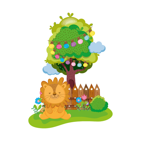 cute and little lion character vector illustration designのイラスト素材