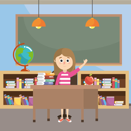 elementary school student girl cartoon vector illustration graphic designのイラスト素材