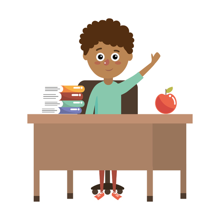elementary school student boy cartoon vector illustration graphic designのイラスト素材