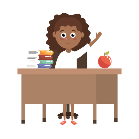 elementary school student girl cartoon vector illustration graphic designのイラスト素材