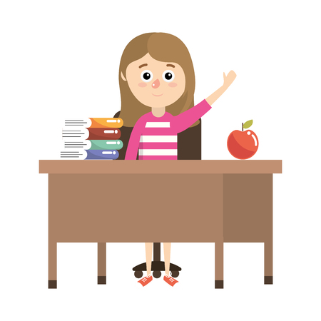 elementary school student girl cartoon vector illustration graphic designのイラスト素材