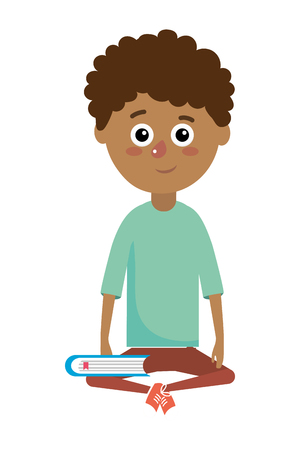elementary school student boy cartoon vector illustration graphic designのイラスト素材