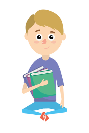 elementary school student boy cartoon vector illustration graphic designのイラスト素材