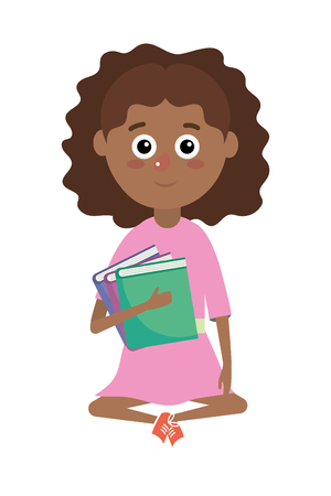 elementary school student girl cartoon vector illustration graphic designのイラスト素材