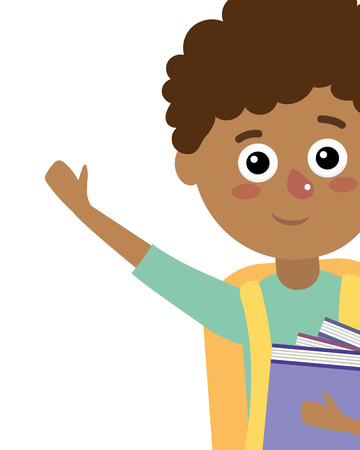 elementary school student boy cartoon vector illustration graphic designのイラスト素材