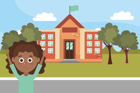 elementary school student girl cartoon vector illustration graphic designのイラスト素材