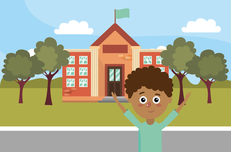 elementary school student boy cartoon vector illustration graphic designのイラスト素材