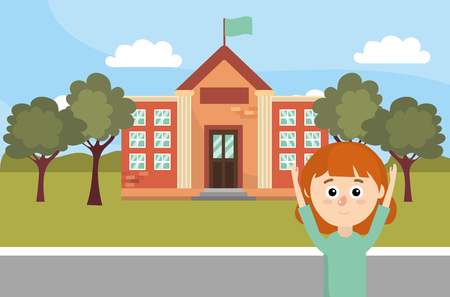 elementary school student girl cartoon vector illustration graphic designのイラスト素材