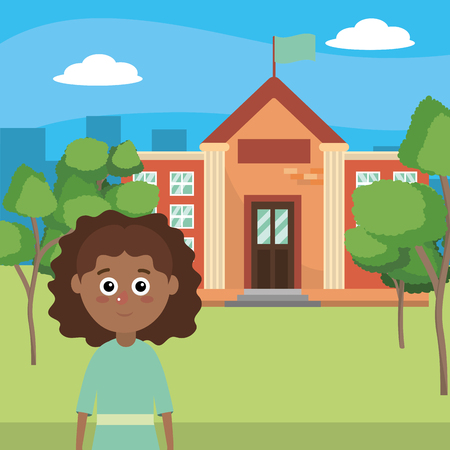 elementary school student girl cartoon vector illustration graphic designのイラスト素材