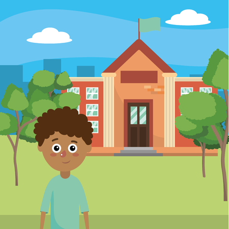 elementary school student boy cartoon vector illustration graphic designのイラスト素材
