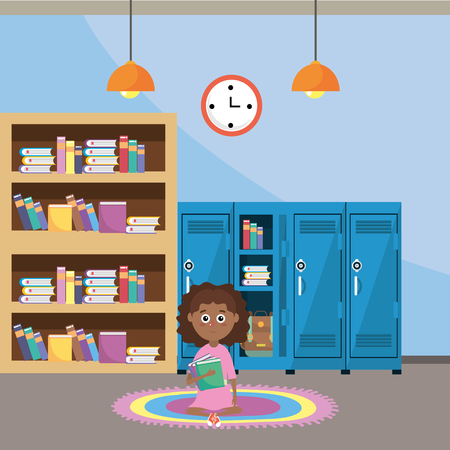 elementary school student girl cartoon vector illustration graphic designのイラスト素材