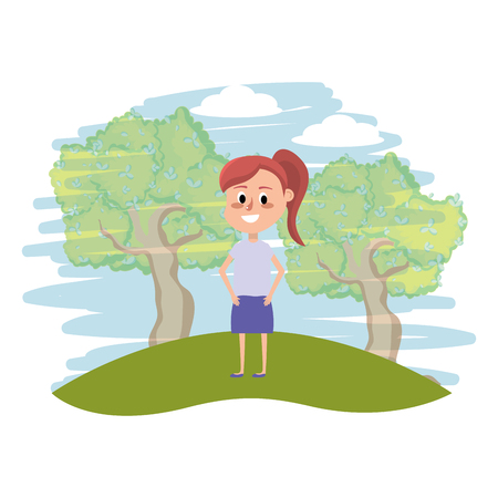 cute girl cartoon vector illustration graphic designのイラスト素材