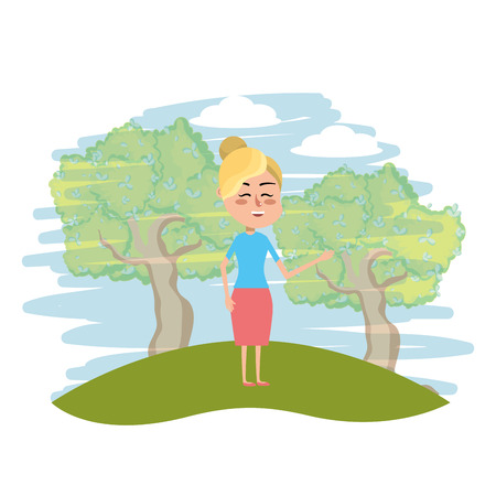 cute woman cartoon vector illustration graphic designのイラスト素材