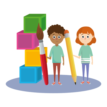 elementary school students children cartoon vector illustration graphic designのイラスト素材