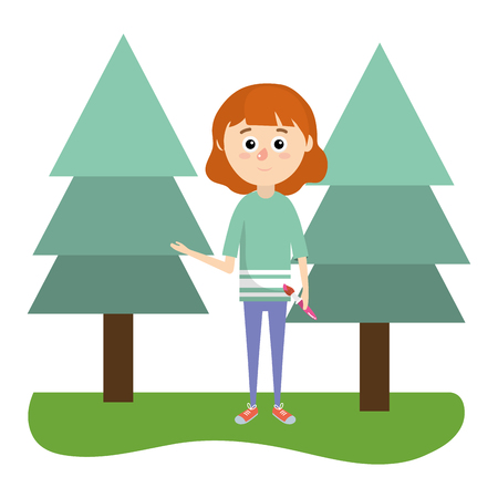 cute girl cartoon vector illustration graphic designのイラスト素材