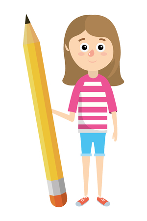 elementary school student girl cartoon vector illustration graphic designのイラスト素材
