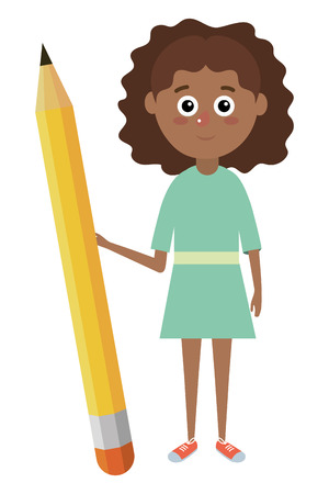 elementary school student girl cartoon vector illustration graphic designのイラスト素材