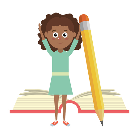 elementary school student girl cartoon vector illustration graphic designのイラスト素材