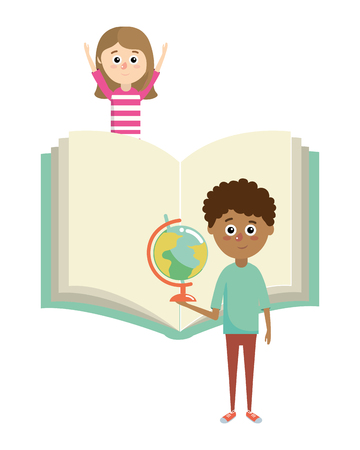 elementary school students children cartoon vector illustration graphic designのイラスト素材