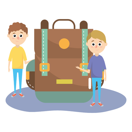 elementary school students boys cartoon vector illustration graphic designのイラスト素材