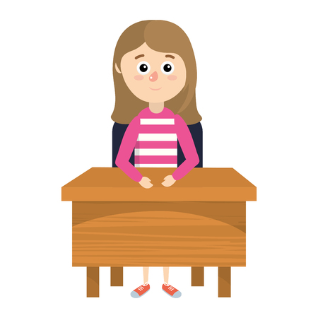 elementary school student girl cartoon vector illustration graphic designのイラスト素材