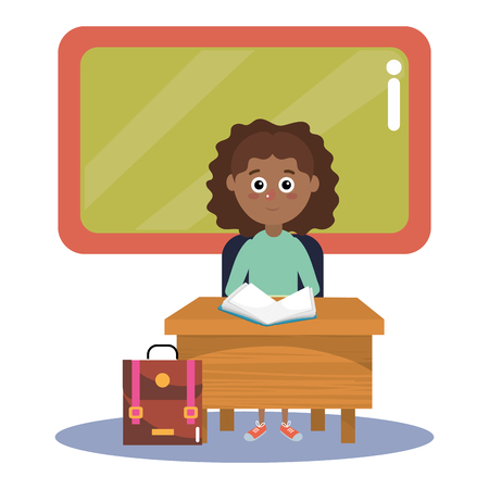 elementary school student girl cartoon vector illustration graphic designのイラスト素材