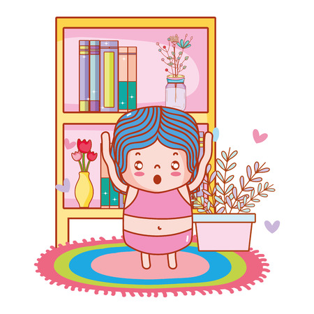 cute girl cartoon vector illustration graphic designのイラスト素材