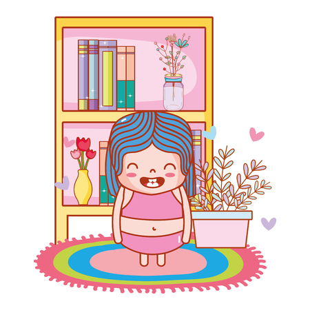 cute girl cartoon vector illustration graphic designのイラスト素材