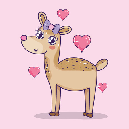 deer female with hearts to valentine day vector illustrationのイラスト素材