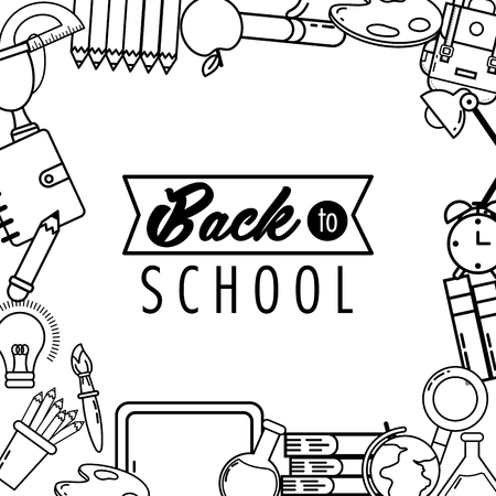 blackboard with apple and books to back school vector illustrationのイラスト素材