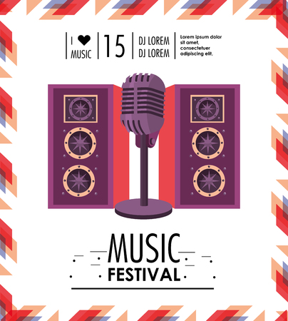 speakers and microphone to music festival celebration vector illustrationのイラスト素材