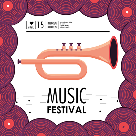 cornet instrument to music festival celebrationのイラスト素材