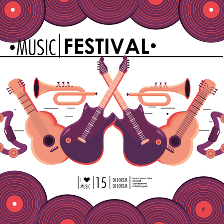 guitar and cornet instruments to music festivalのイラスト素材