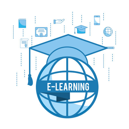 global education study with graduation cap vector illustrationのイラスト素材