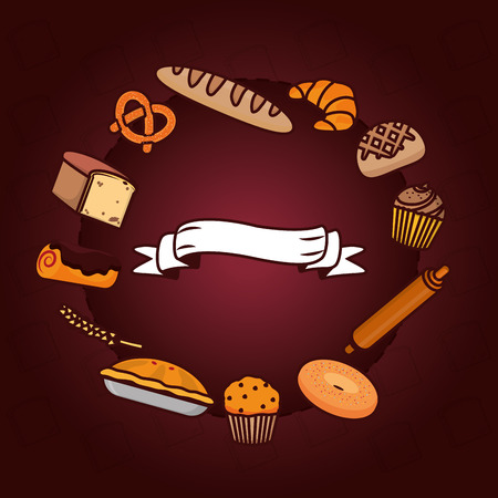 delicious bakery cartoon vector illustration graphic designのイラスト素材