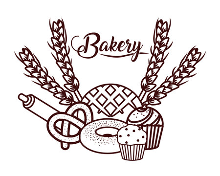 delicious bakery cartoon vector illustration graphic designのイラスト素材
