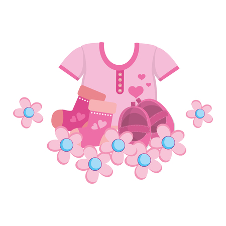 cute baby shower cartoon vector illustration graphic designのイラスト素材