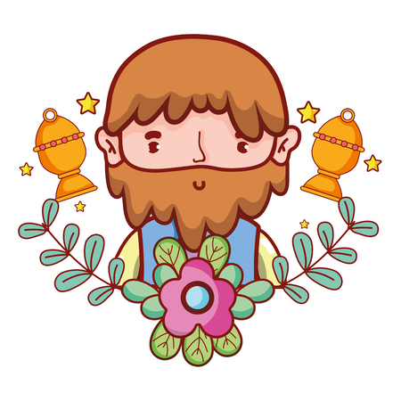 cute man body with stars cartoon vector illustration graphic designのイラスト素材