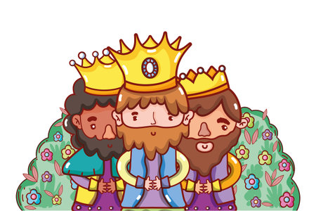christmas nativity scene wise men cartoon vector illustration graphic designのイラスト素材