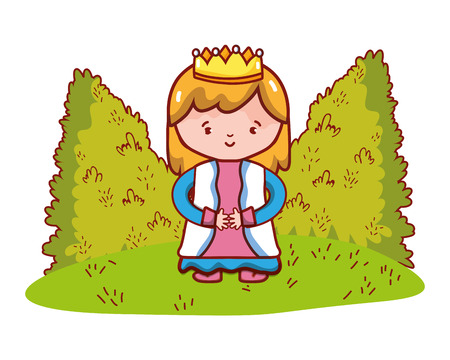 cute girl queen cartoon vector illustration graphic designのイラスト素材