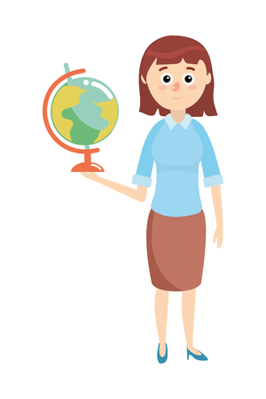 elementary school teacher cartoon vector illustration graphic designのイラスト素材