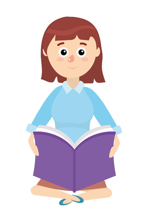 elementary school student girl cartoon vector illustration graphic designのイラスト素材