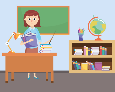 elementary school teacher cartoon vector illustration graphic designのイラスト素材