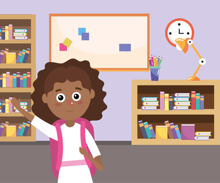 elementary school student girl cartoon vector illustration graphic designのイラスト素材