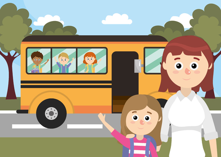 elementary school teacher cartoon vector illustration graphic designのイラスト素材