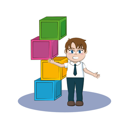 elementary school student boy body cartoon vector illustration graphic designのイラスト素材